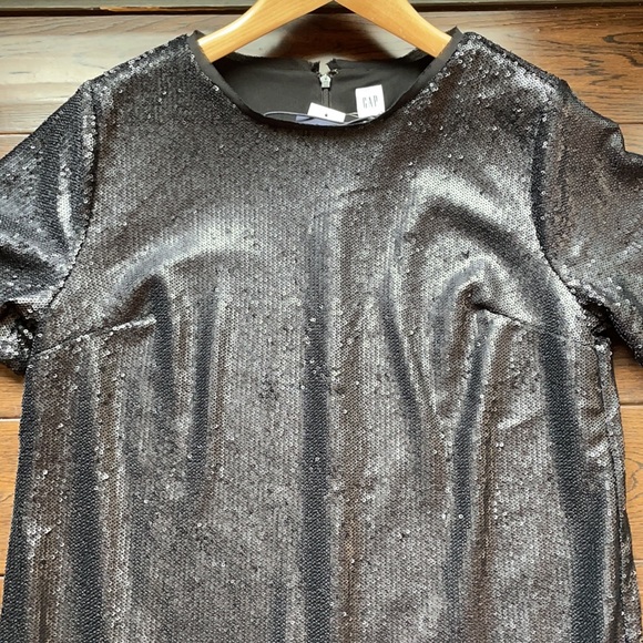 NWT GAP black sequin dress t-shirt style relax fit - Picture 6 of 11